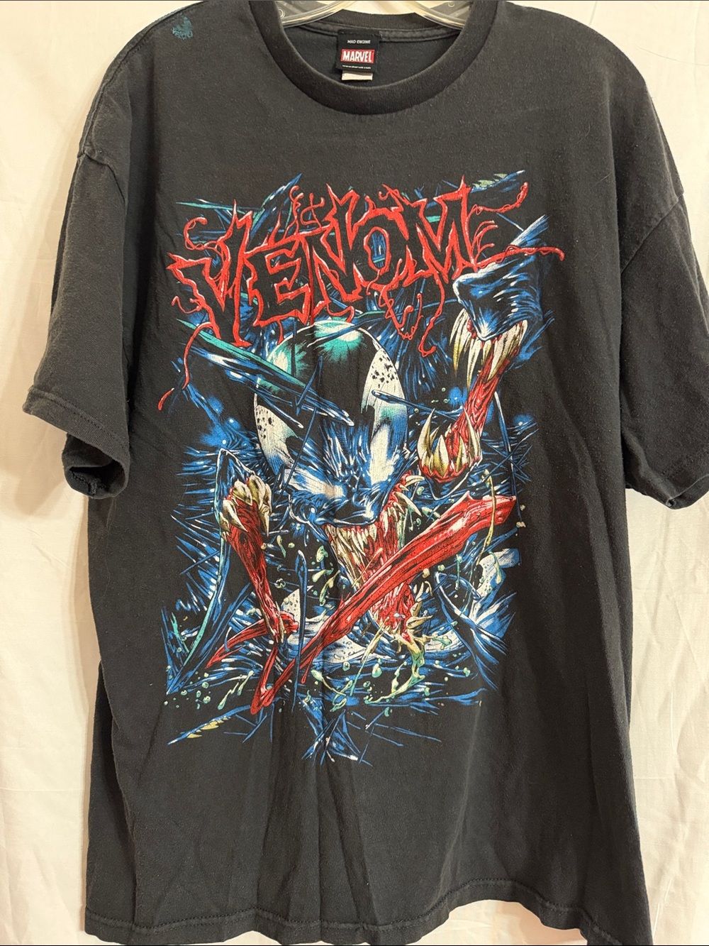 Marvel Black Venom Graphic Tee with Red and Blue Artwork